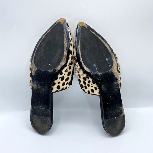 JENNI KAYNE Calf Hair Cheetah Mules Size 6.5 EU 37.5 Pointed Toe Animal Print - Picture 8 of 10